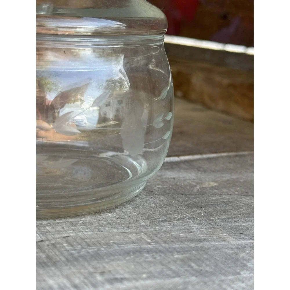 Vintage Princess House Heritage Etched Floral Apothercary‎ Jars Candy Dish